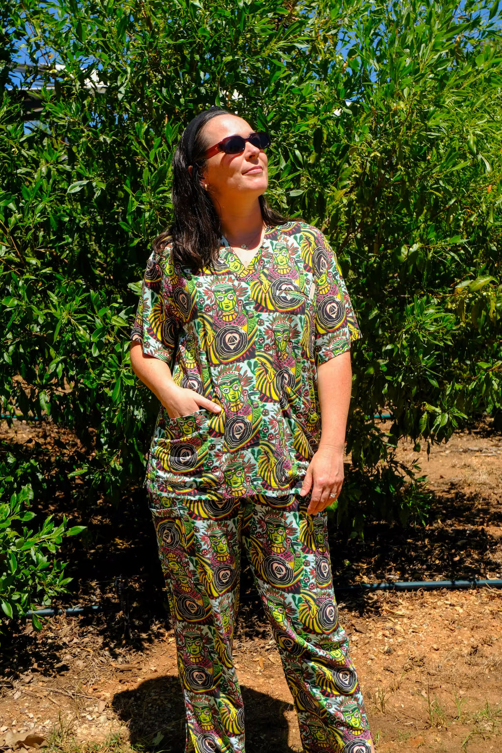 Yellow Saraswati POP Scrubs Set
