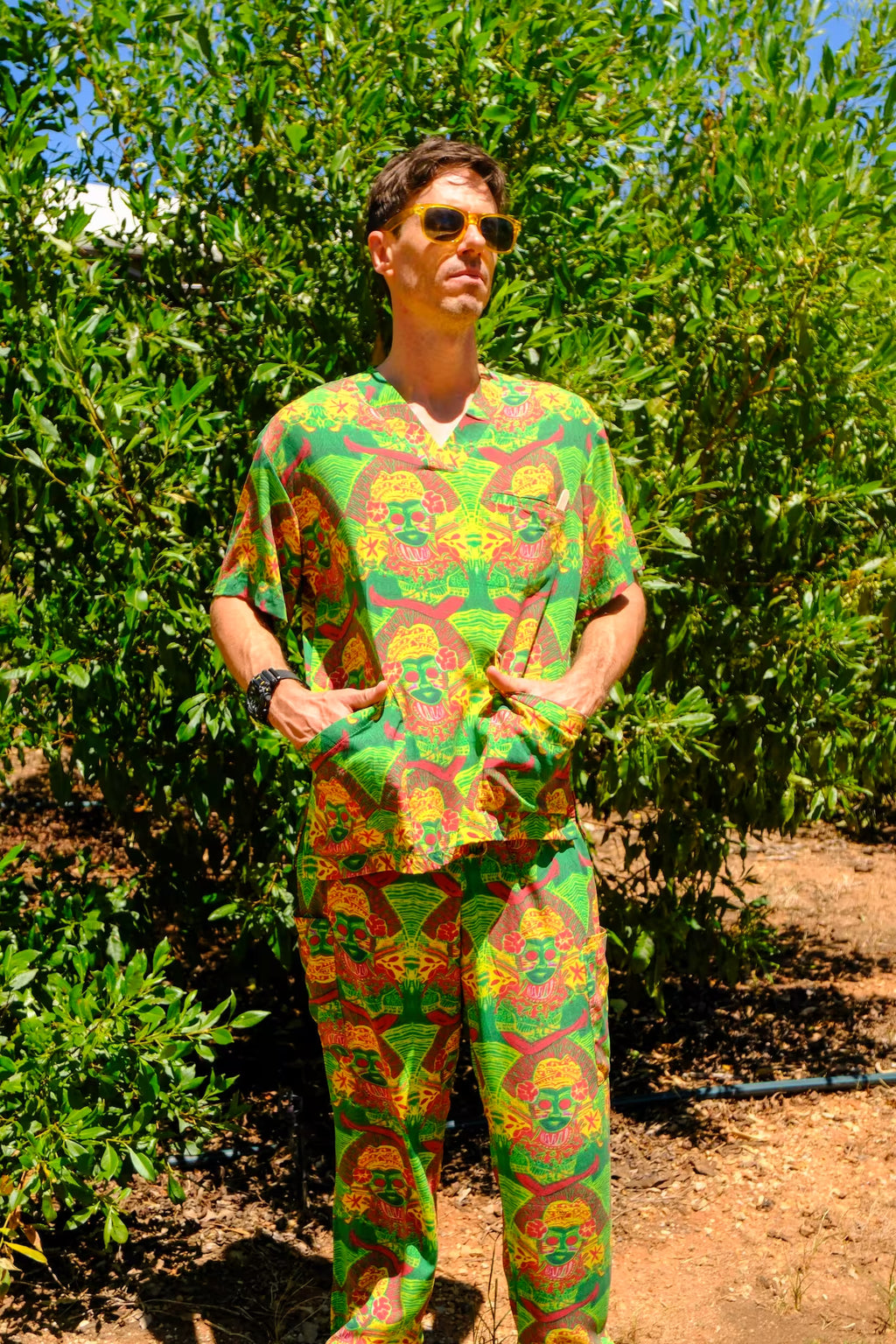 Green Saraswati Pop Scrubs Set