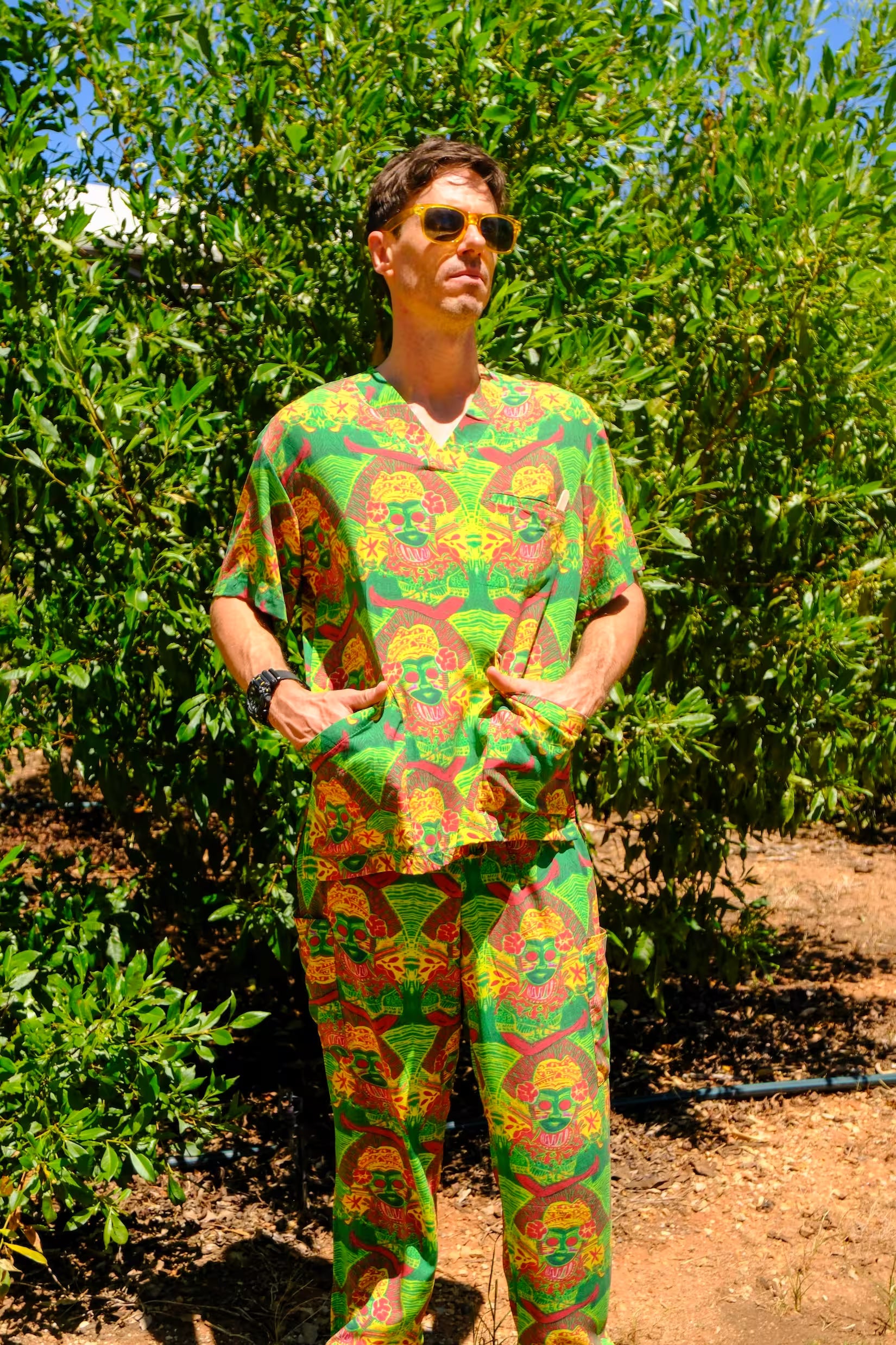Green Saraswati Pop Scrubs Set