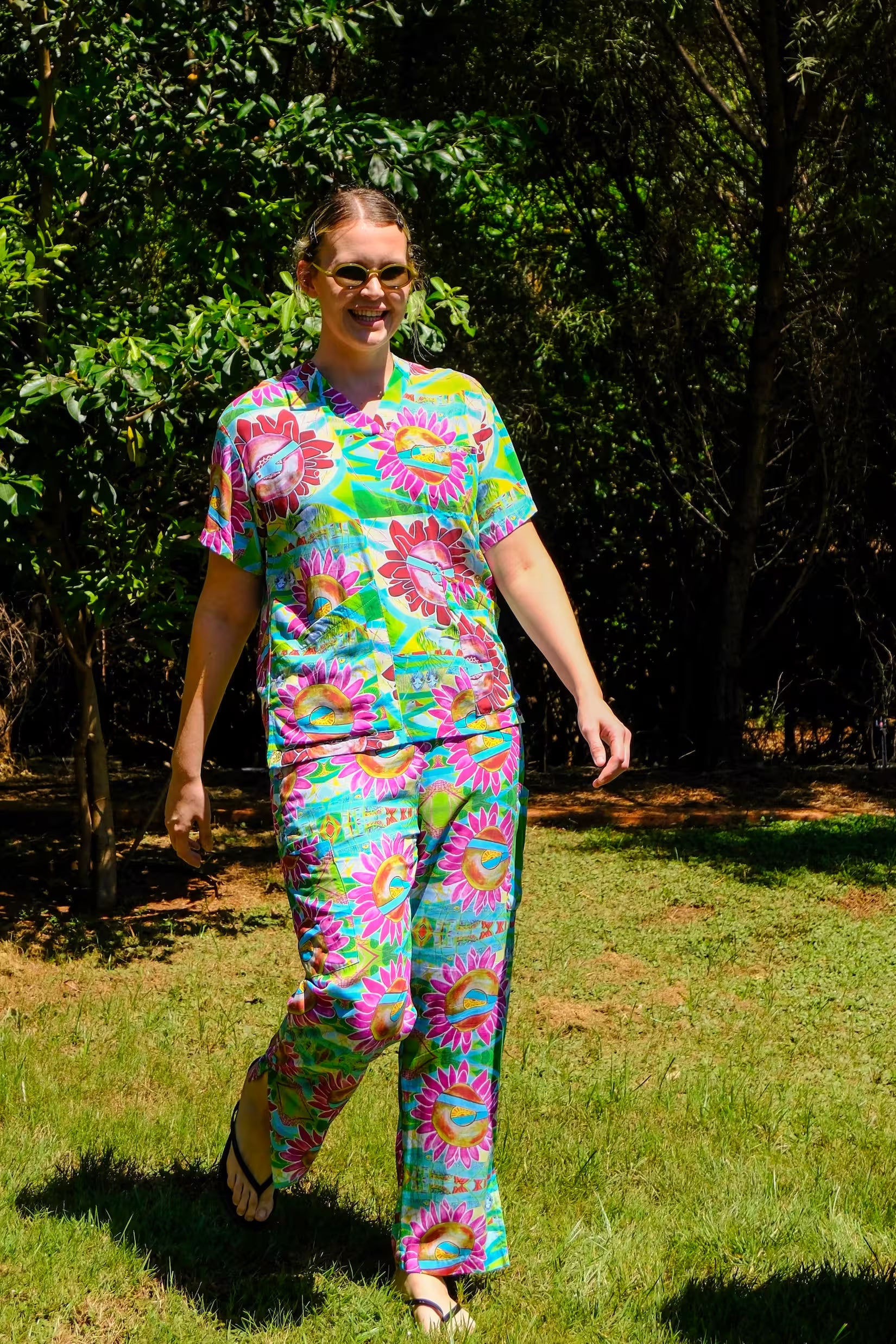 Torch Ginger Stone Lily Garden Scrubs Set